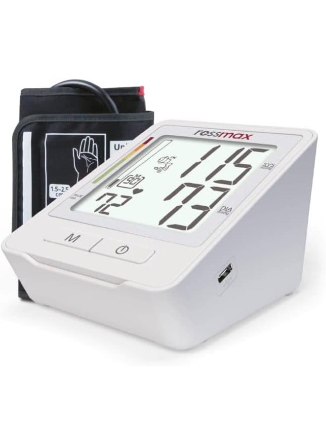 روزماكس جهاز قياس ضغط الدم الأوتوماتيكي Rossmax Z1 من أعلى الذراع - تقنية Real Fuzzy، ذاكرة 90 قراءة، كشف عدم انتظام ضربات القلب وخطر ارتفاع ضغط الدم، يعمل بمنفذ USB-C - أبيض - Image 1